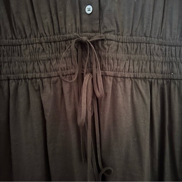 LOFT Black Button-Front Drawstring Mini Dress - Picture 6 of 7